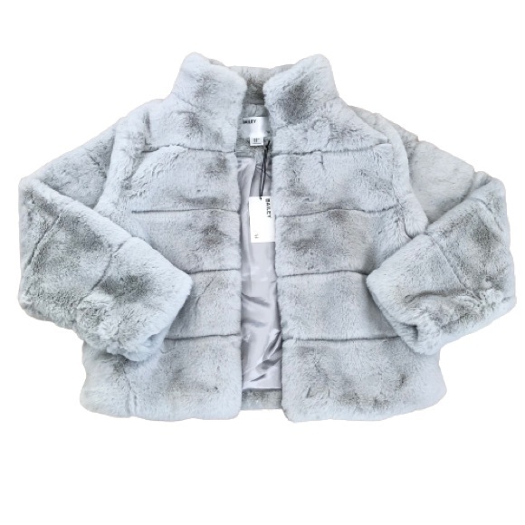 ◇SOMEWHERE BUTTER.◇ Half Fur Jacket Light Grey Ombre Gray Fox Jacket, Degrade Fur Coat Vintage, Silver